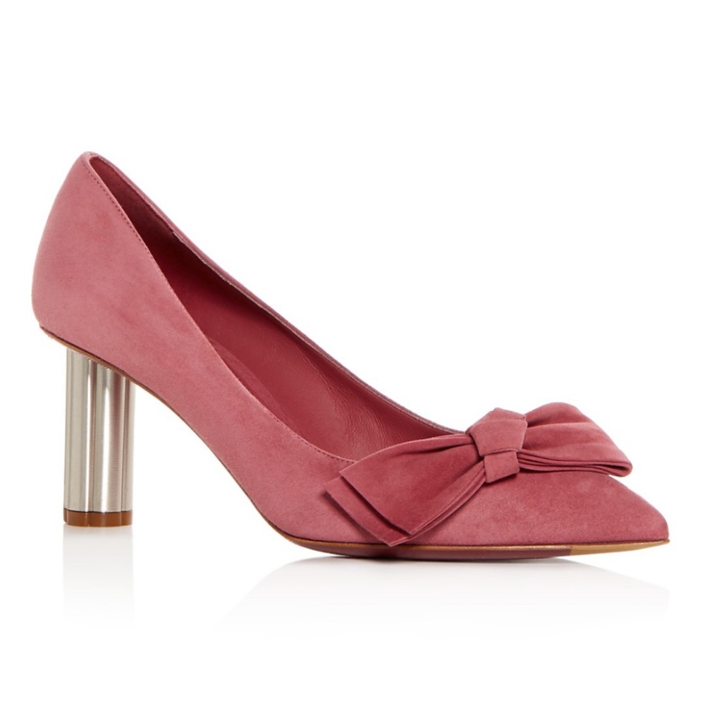 Salvatore Ferragamo Garlate Bow Suede pump with architectural heel Size 7.5